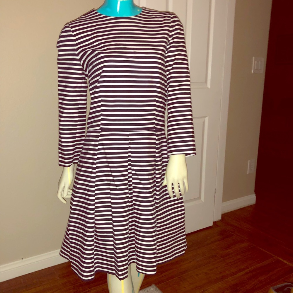 Navy/White Striped 3/4 Sleeve A-Line Dress (EUC)